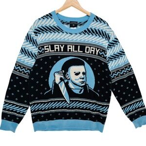 Ripple Junction Michael Myers Slay All Day Ugly XMAS Sweater Mens M Halloween